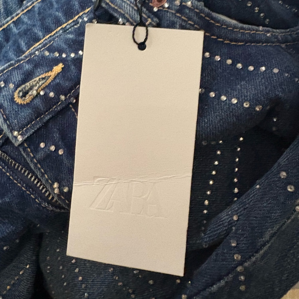 Zara TRF LOW RISE WIDE LEG RHINESTONE - Picture 6 of 6